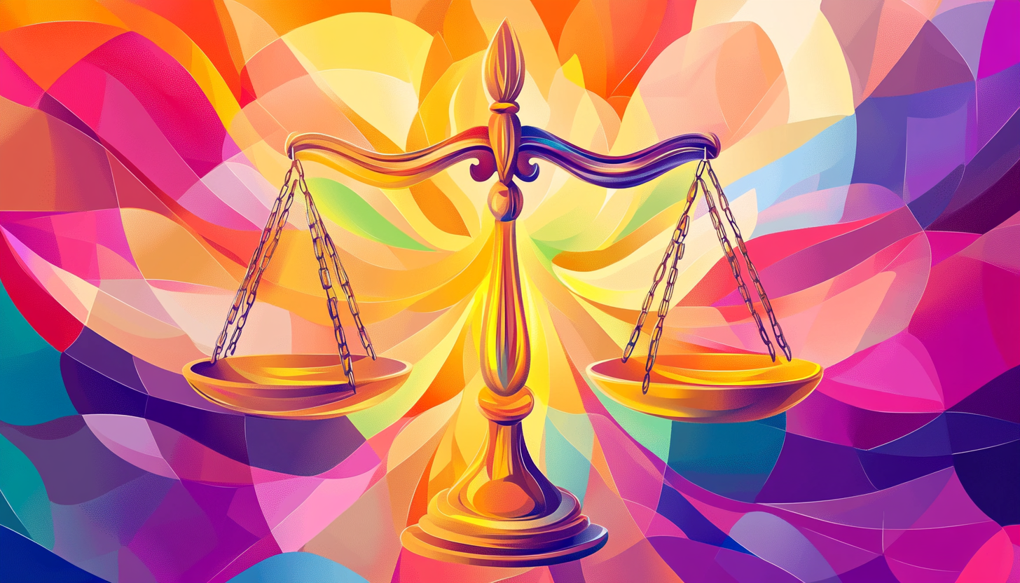 scales of justice in bright colors